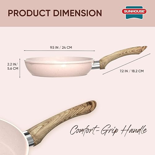 Miniatura 2 de Sunhouse Sartén antiadherente duradera de 9.5 pulgadas / 9.4 in, sartén antiadherente de 4 capas, sin PFOA, mango que se mantiene fresco, compatible