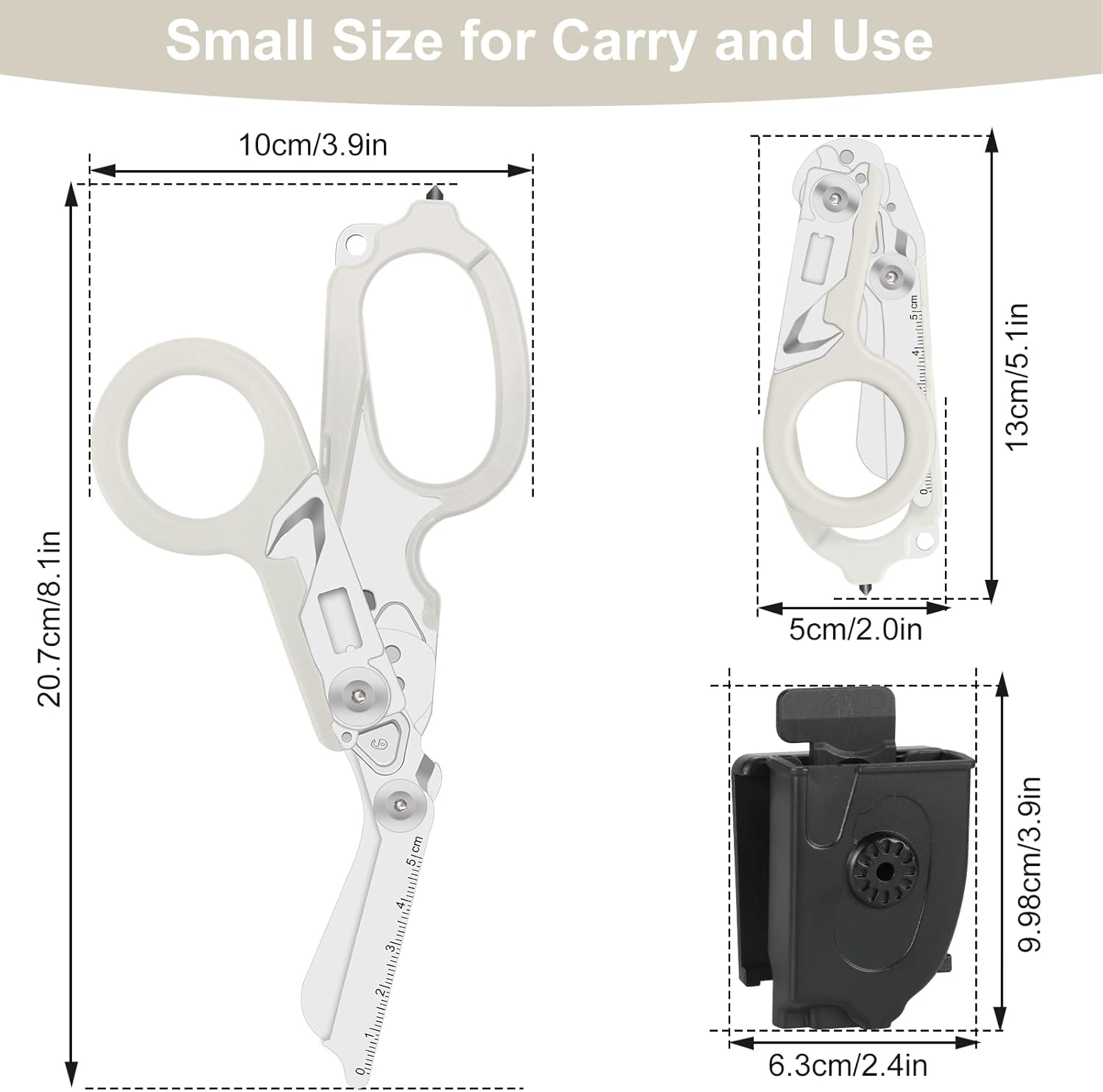 6-in-1 trauma shears - emergency responders, outdoor emergencies, medical staff, and outdoor camping, Gift box packaging with scissors storage K sheaths (Luminous Silver)
