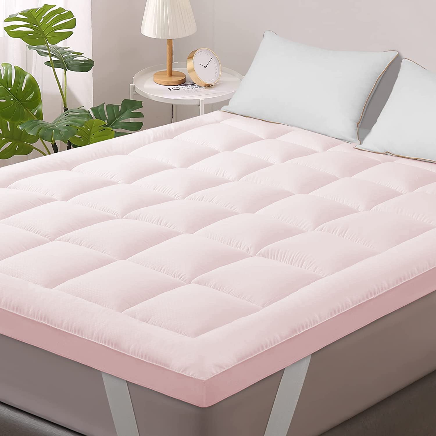 Linenovation Super Soft 800 GSM Microfiber Mattress Padding/Topper for Comfortable Sleep-Twin Size Bed-48 Inch X 72 Inch-Pink