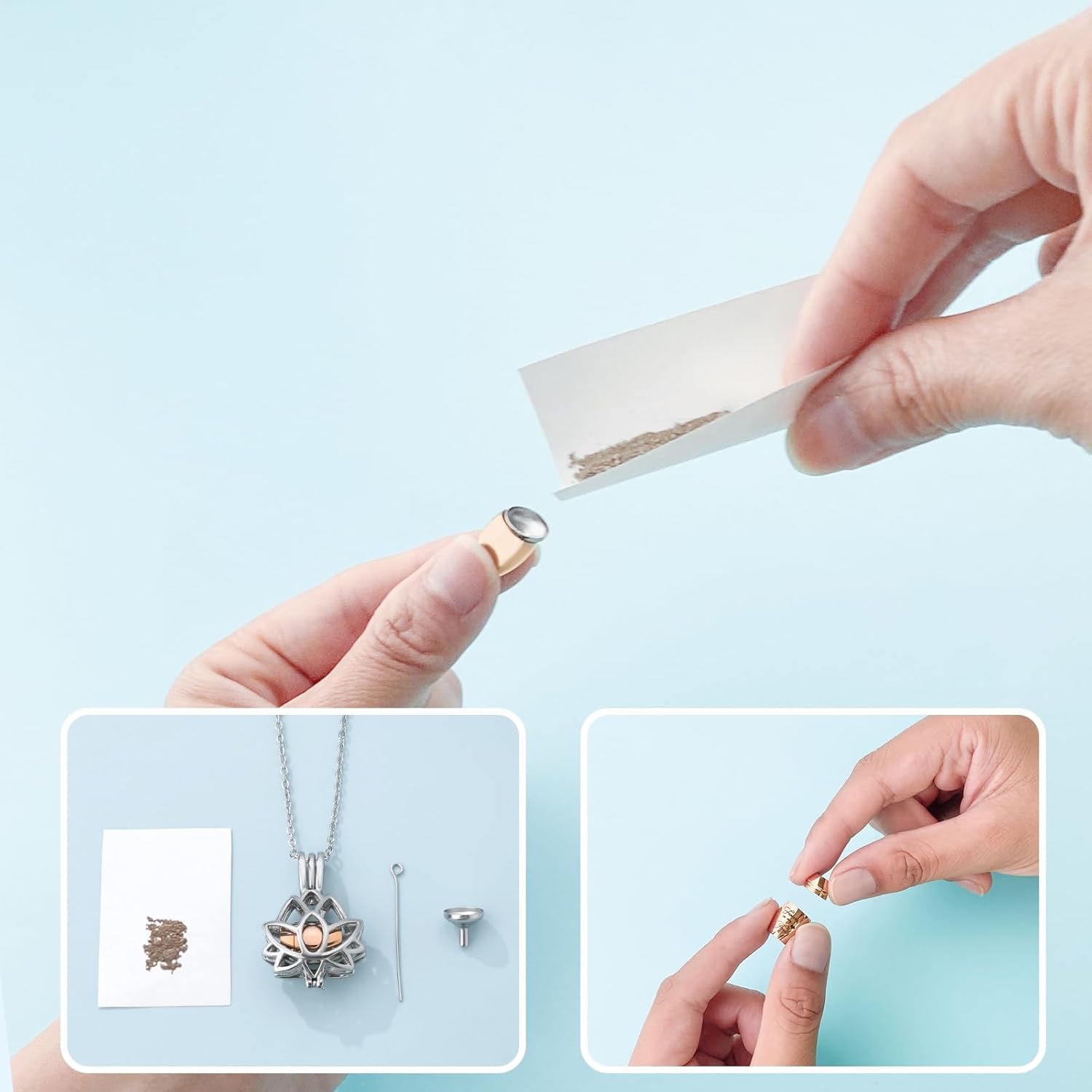 Lotus Urn Necklace for Ashes Pendant Cremation Jewelry with Mini Keepsake Loved One Urn Memorial Ash Jewelry For Women Men - Image 6