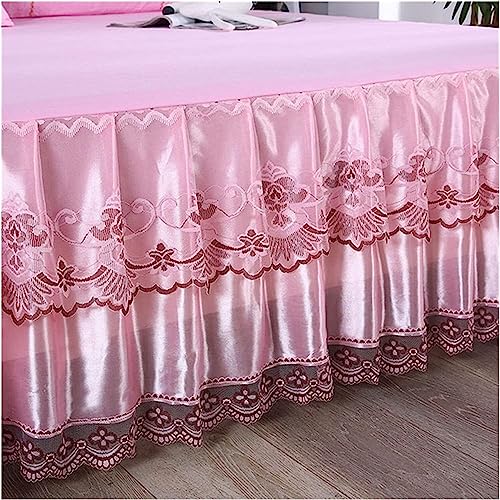 Falda de cama elástica, faldas de cama envolventes Sábana cenefa, colcha doble acolchada, 100 % algodón, falda y sábana ajustable, dos en uno, volantes, jacquard, juego de cama de algodón(150x200cm)