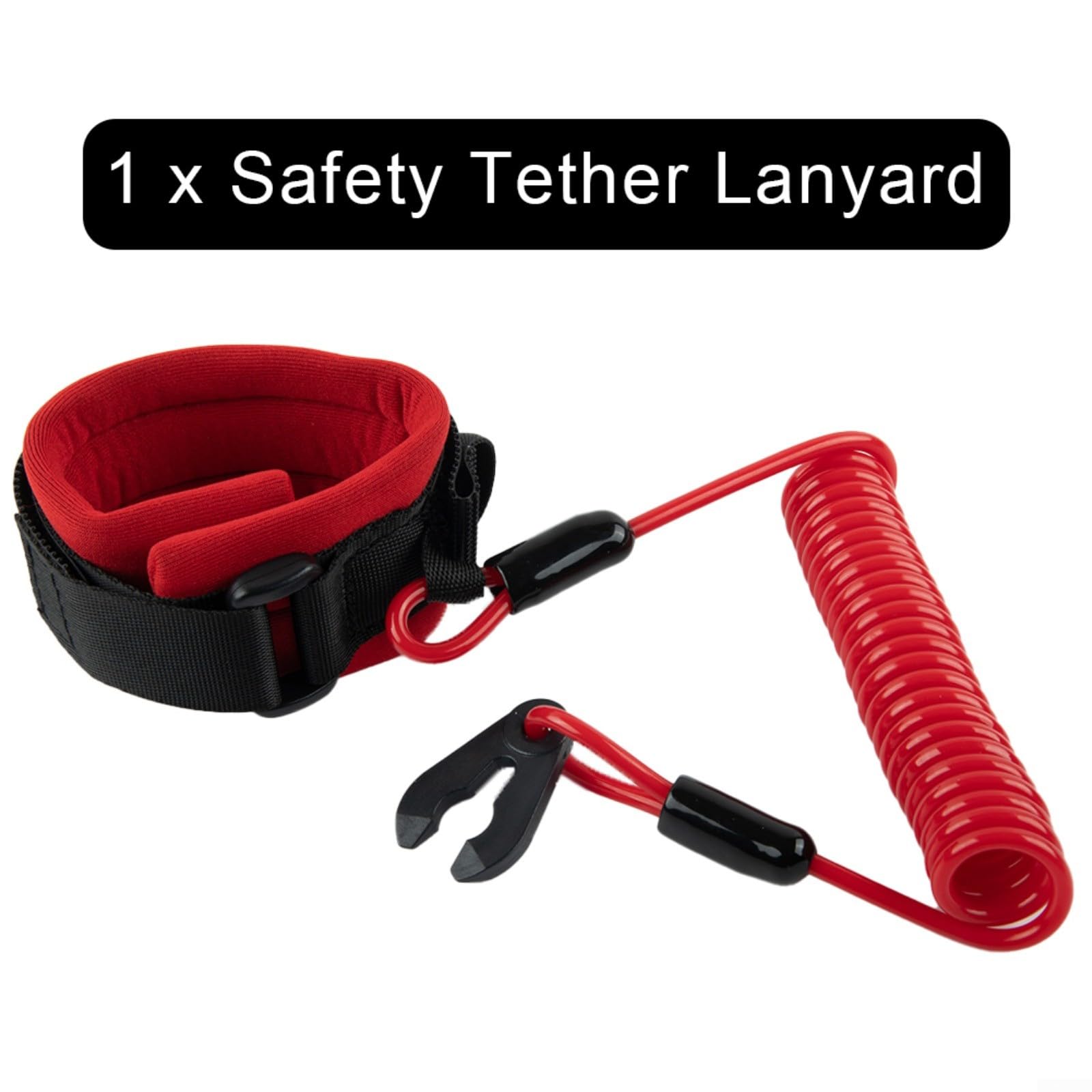 Cordon d'attache de sécurité avec interrupteur d'arrêt pour Kawasaki pour jet ski JS JT pour série JH - Cordon flottant - Rouge et noir