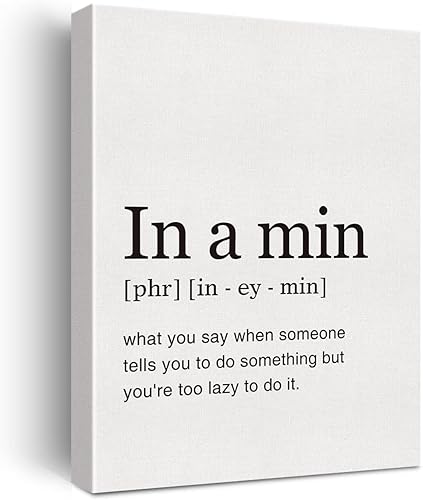 LEXSIVO Lienzo impreso con texto en inglés «In a Min Definition», arte de pared para decoración del hogar, dormitorio, pintura moderna, 12 x 15