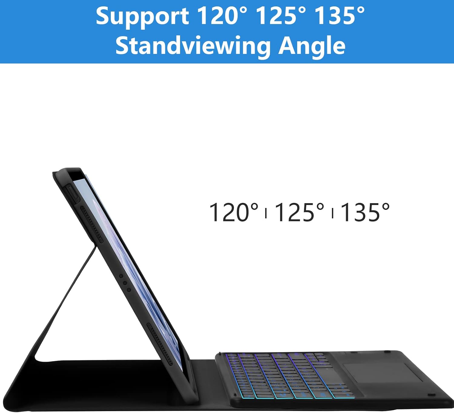 BQSS Touch for iPad Air 13 Inch Case Keyboard (M4/M3/M2 2026/2025/2024), Keyboard Case for iPad Pro 12.9 inch (6th/5th/4th/3rd Gen), Multi-Touch Trackpad, 7 Colors Backlit, Auto Sleep/Wake, Black