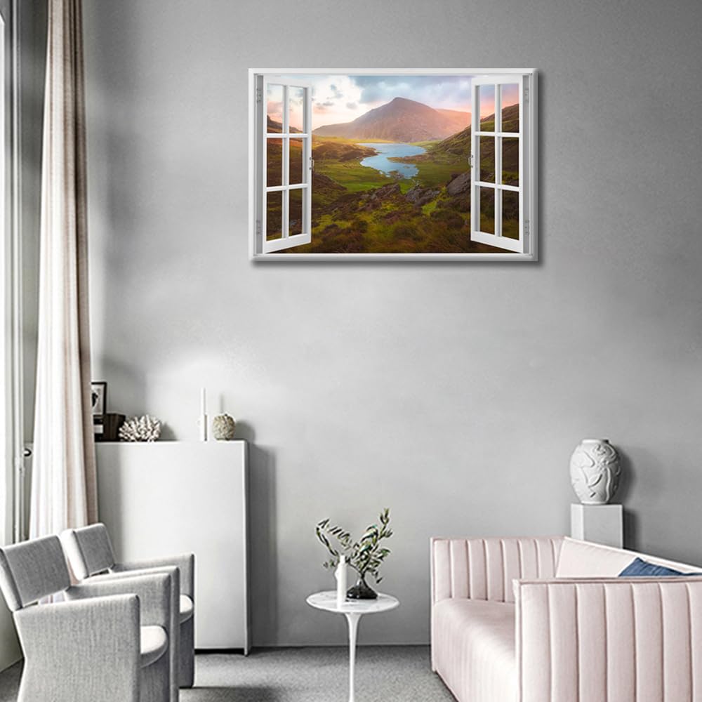 Gyderau Mountains Wall Decor Living Room 1 Piece Snowdonia National Park Wall Decor Living Room Baseball North Wales House Decor Posters and Prints Stretched and Framed Ready to Hang (16''Wx 24''H) - Image 3