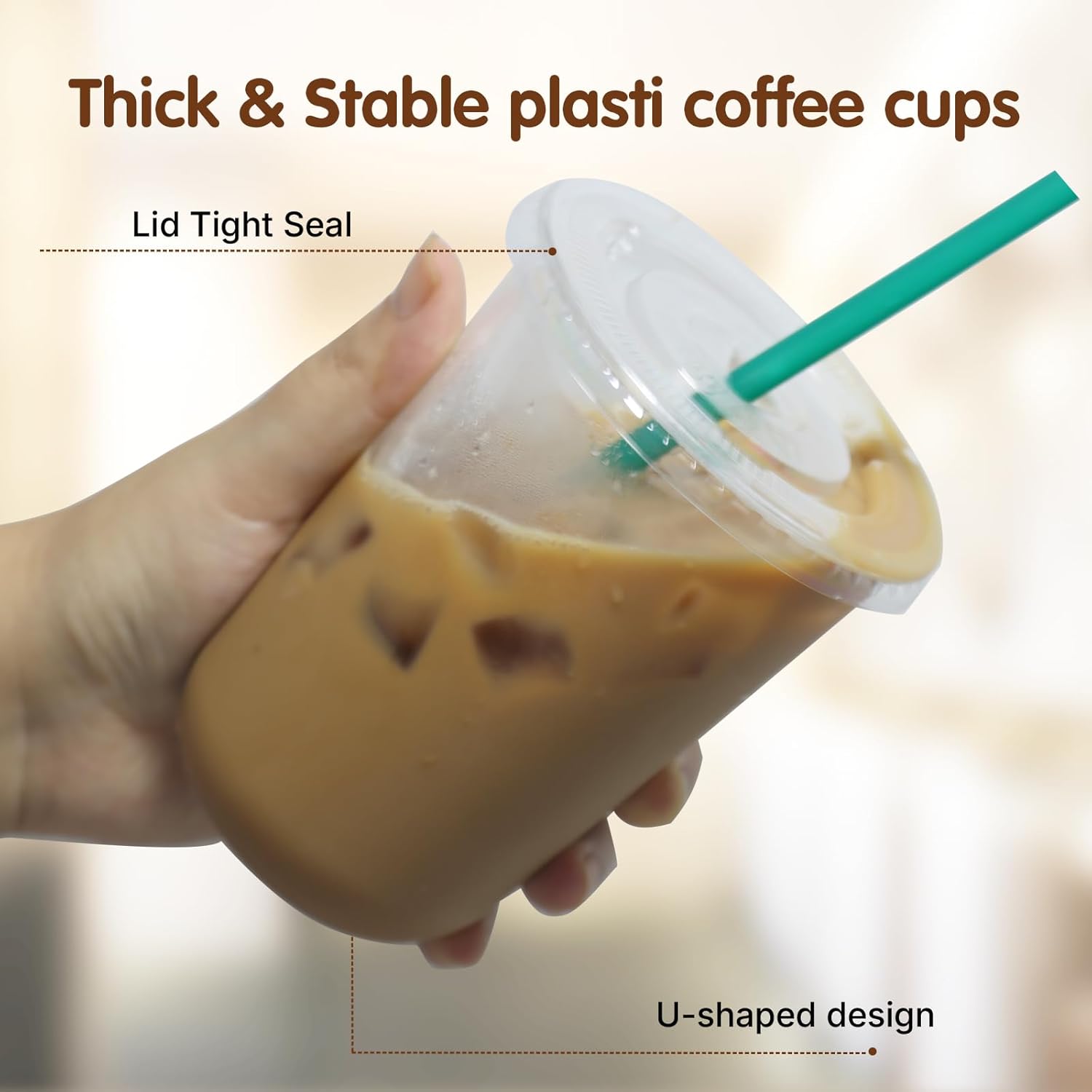25 Sets of Plastic Cups with Lids and Straws, Disposable Plastic Iced Coffee Cups, PET Material, Crystal-Clear Style, Suitable for Cold Beverages, Juices, Smoothies, Coffee Shops(Clear , 16 oz) - Image 4
