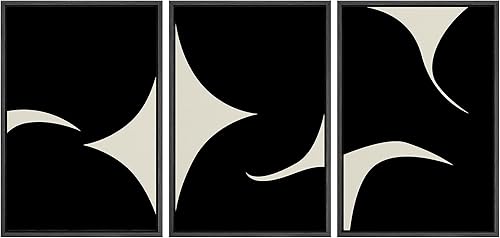 Miniatura 33 de SIGNLEADER Lienzo enmarcado para pared, juego de arte de collage de polígonos retro marrón tostado, ilustraciones con formas abstractas, arte