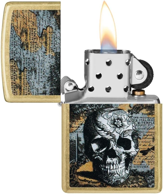 Encendedor Zippo personalizado diseño calavera floral miniatura 5