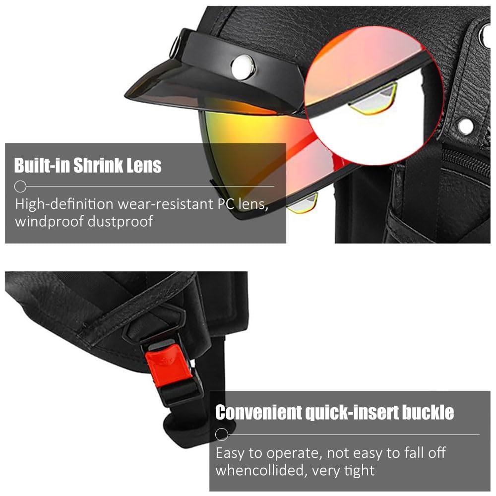 Casque Jet Moto Vintage HALYING - Homologué ECE, Ultra-léger 800g, Style Rétro Pour Scooter Et Mobylette