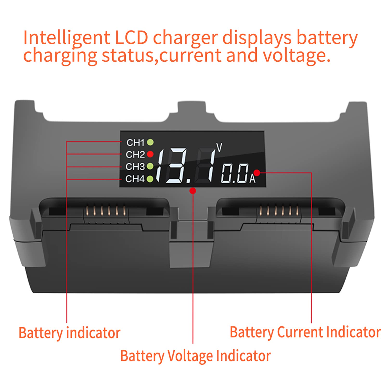 LCD Display Akku Ladegerät für DJI Spark Drohne, lädt 4 Batterie,Akkuladestation Hub Zubehör