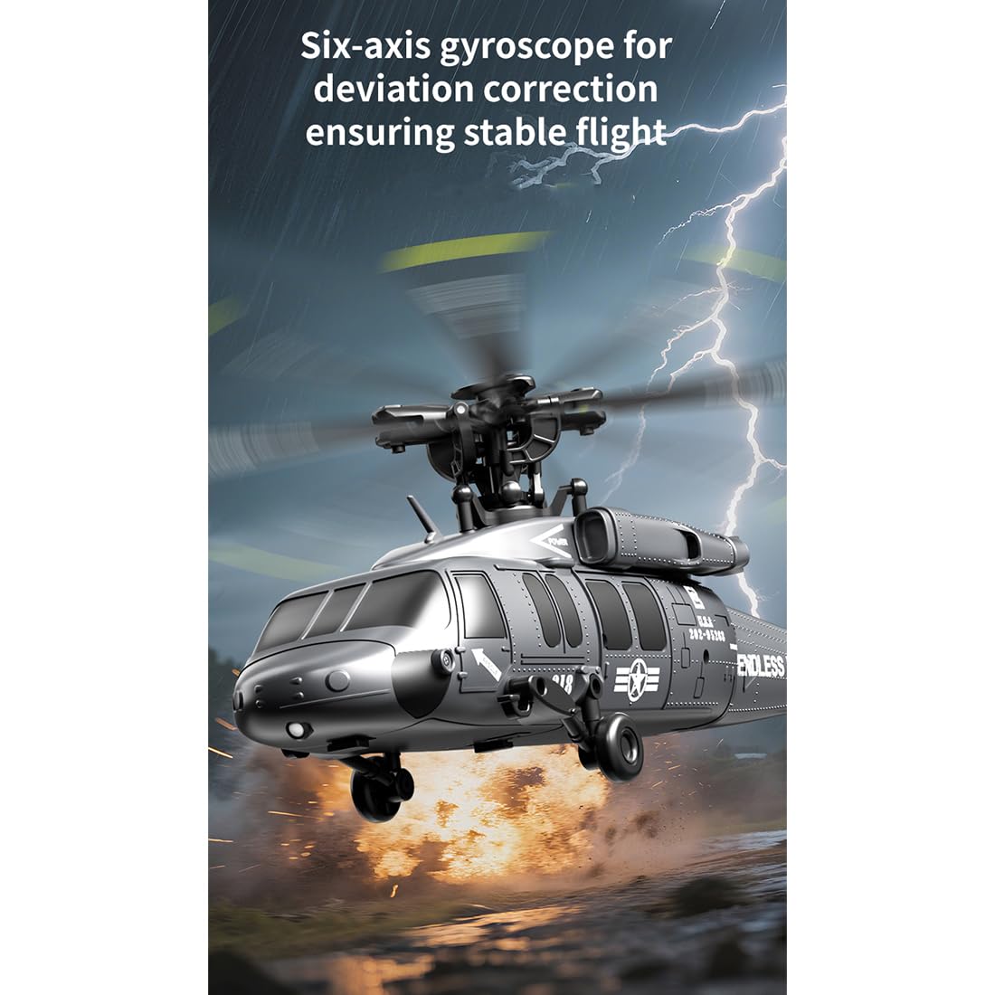 UH-60 Elicottero telecomandato per adulti, 2.4G 5CH Flybarless RC elicottero con volo invertito con una chiave, mantenimento dell'altitudine barometrica e posizionamento del flusso ottico, regali per