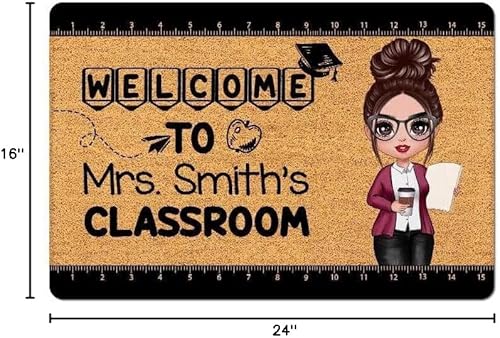 Vista 8 de Felpudo multicolor personalizado para profesores, 24 x 16 pulgadas y 30 x 18 pulgadas, regalo personalizado para profesores para aula, regreso a