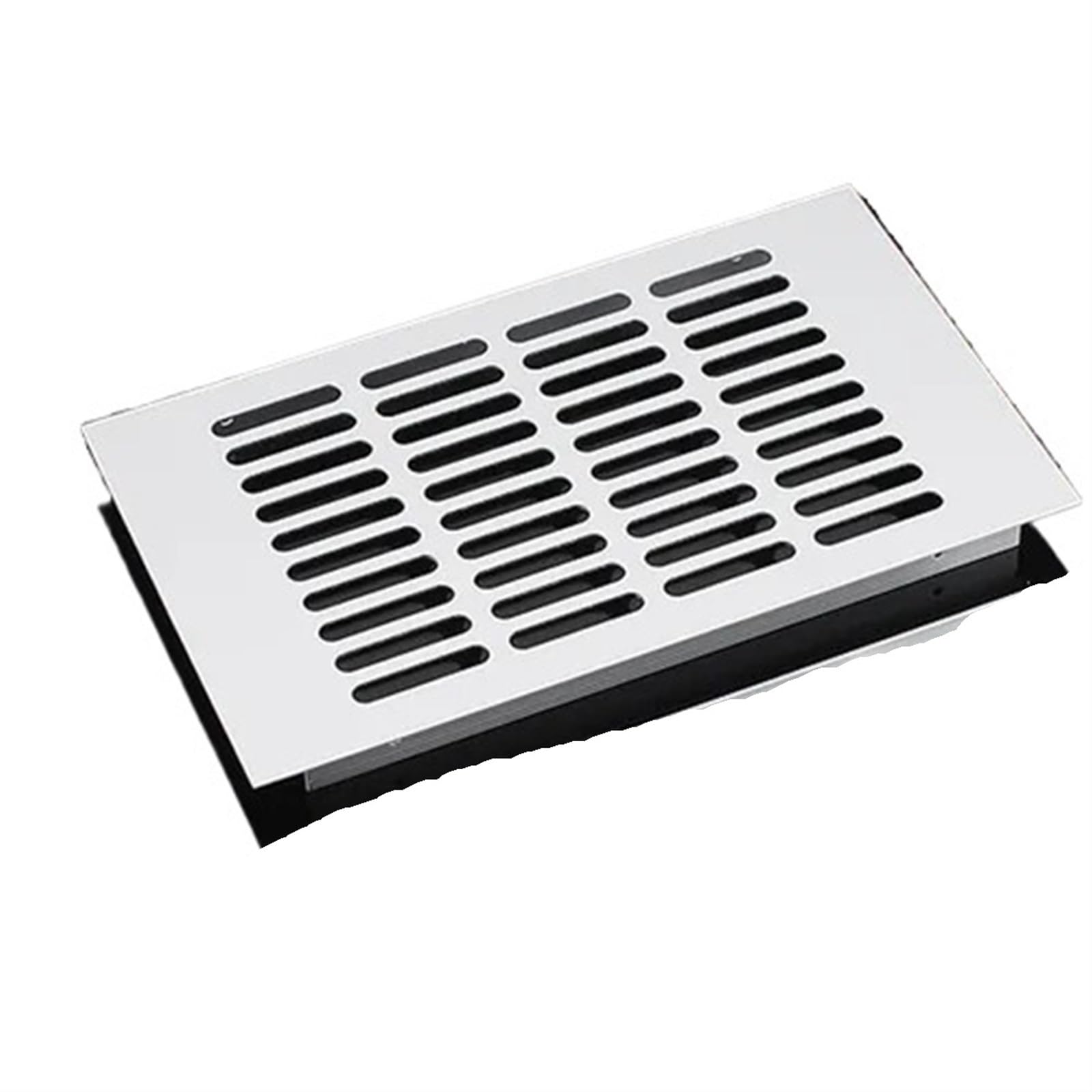 Fdbtyjn 150X150mm Vent Cover Vent Cover 150Mm Length Silver Aluminum Alloy Rectangular Air Vent Cover,Louvered Ventilation Grille For Wardrobe Shoe Cabinet Closet(150X150mm)