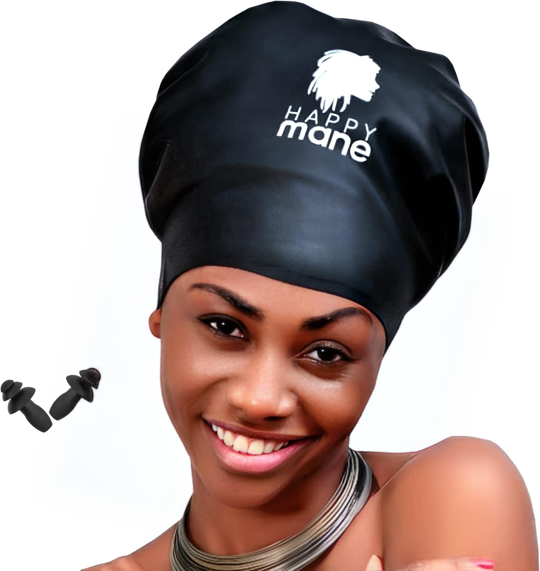 Large Extra Large XL Silicone Swim Cap for Braids and Dreadlocks - Dry Hair While Swimming and Long Hair, Extensions, and Curly Hair - Shower Cap for Women, Men, Kids