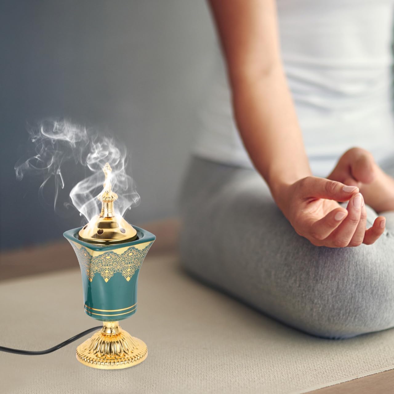 Ciieeo Electric Incense Burner Plug-in Desktop Censer with Metal Holder for Home Office Yoga and Spa Decor 7.67X2.95X2.95 Inch Us Plug