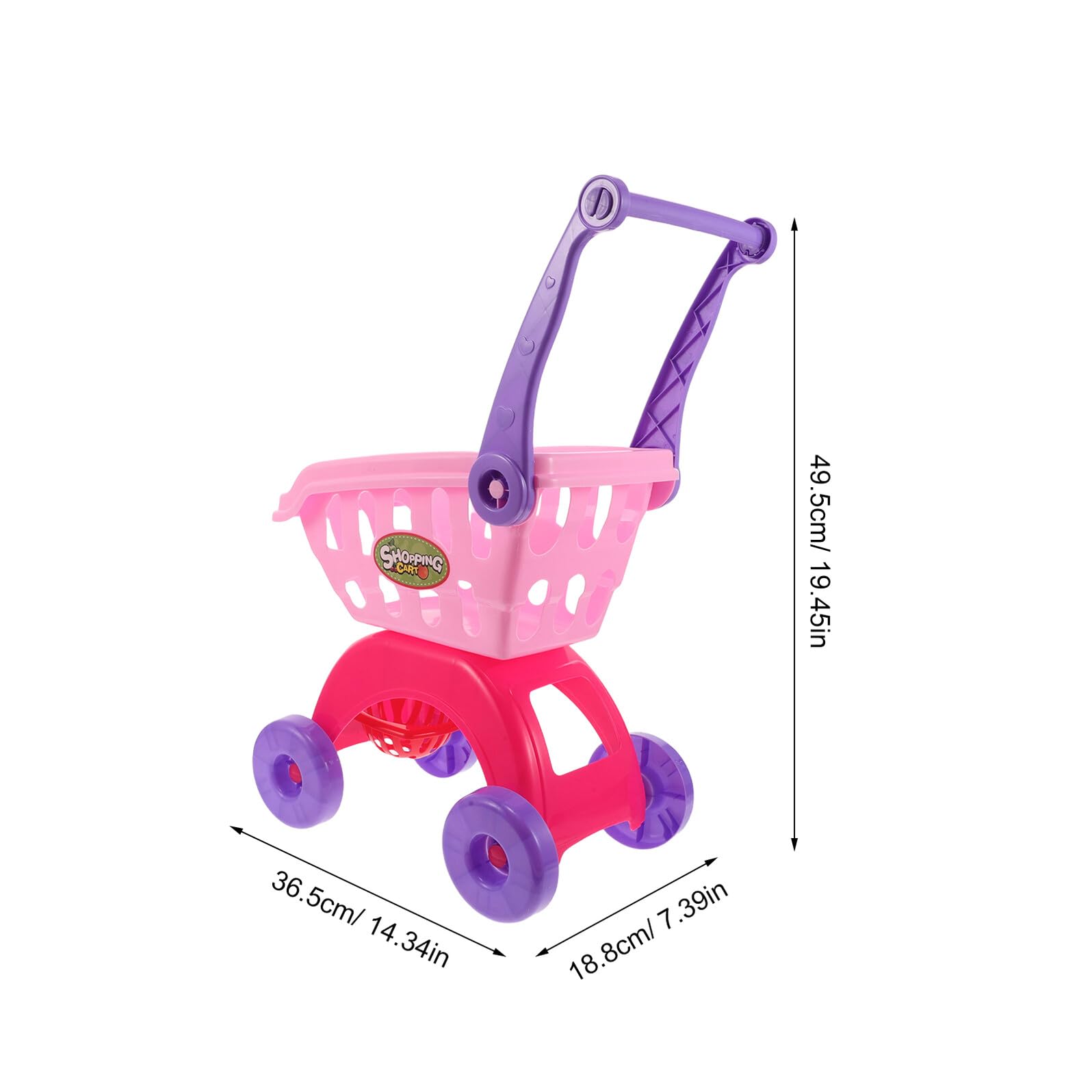 TOYANDONA Carrello della Spesa per Ragazzo Ragazza Mini Carrello del Supermercato Giocattolo da Gioco Accessori di Frutta Design Realistico e Facile da Spingere per Gioco di Ruolo