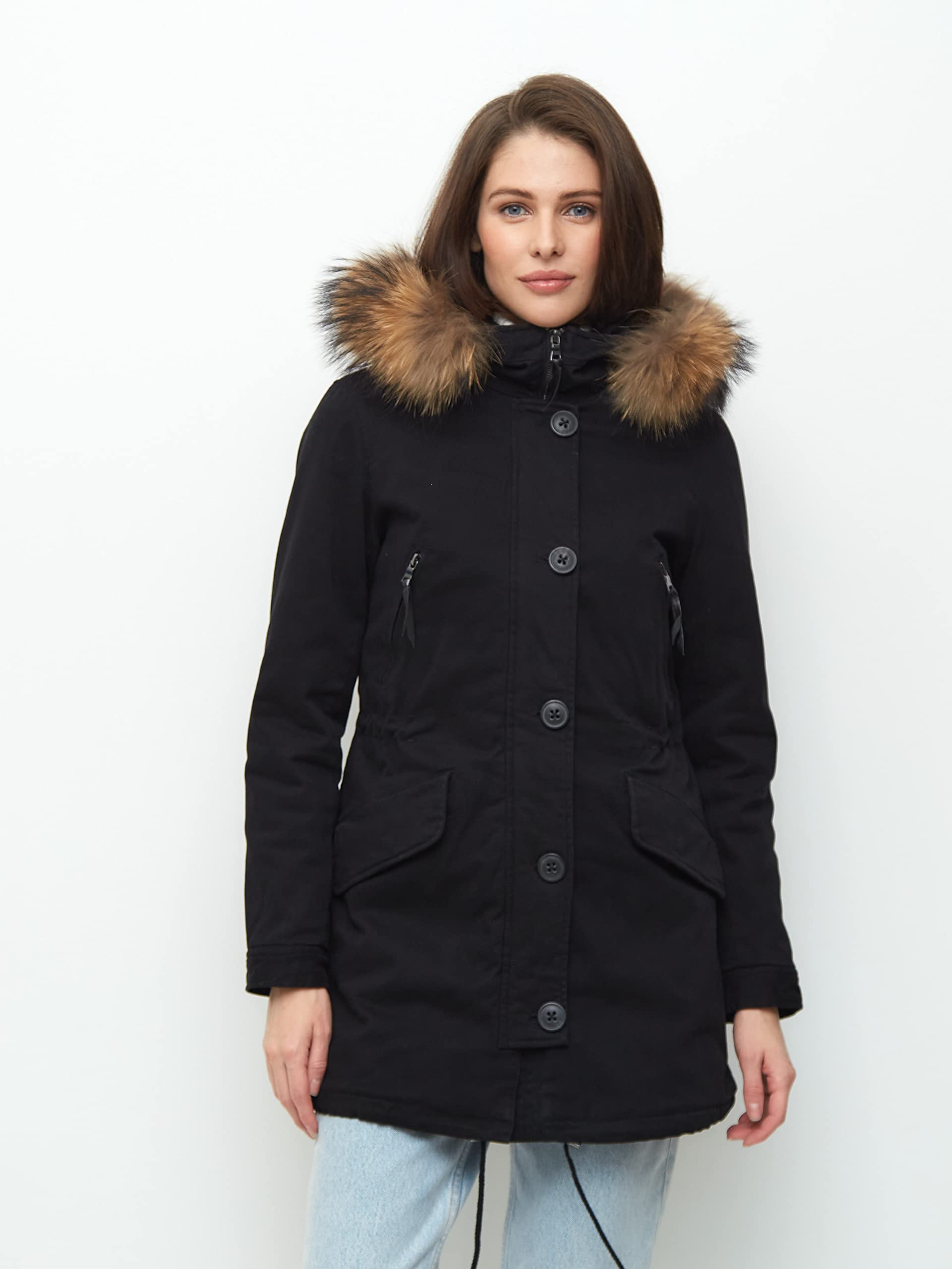Damen echtfell Jacke Mantel Parka mit echtfell Damen Winterjacke mit echtfell Pelz Damen