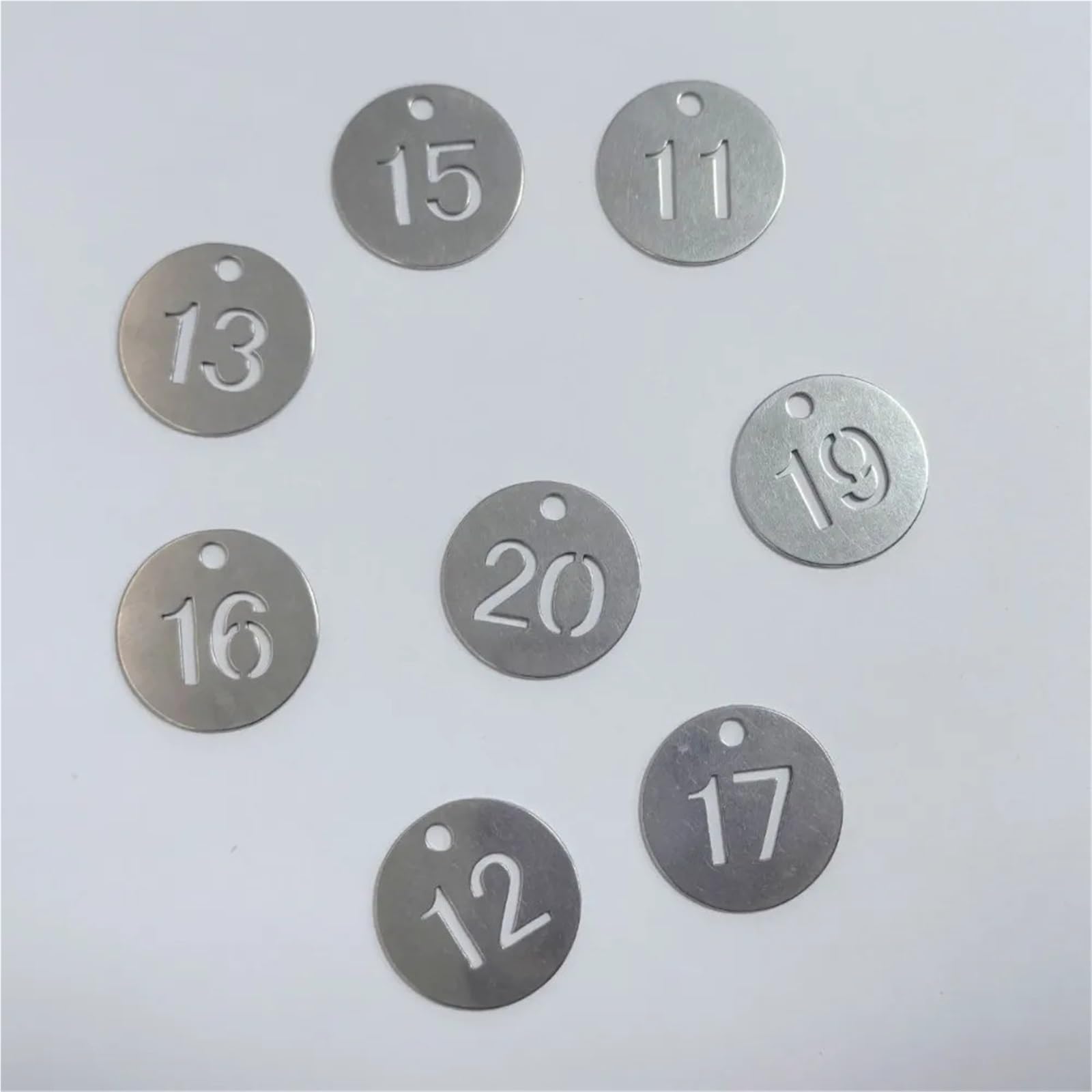 Etiquetas de plástico para números de identificación, 100 unidades, acero inoxidable, 23 mm, redondas, llaveros, cadenas de dulces, regalos de joyería para restaurante, cafetería, taquillas, hoteles
