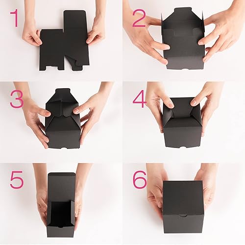 Miniatura 5 de JINMING 50 cajas de regalo pequeñas de 4 x 4 x 4 pulgadas, cajas de regalo con tapas, cajas de regalo negras mate a granel para el día del padre,