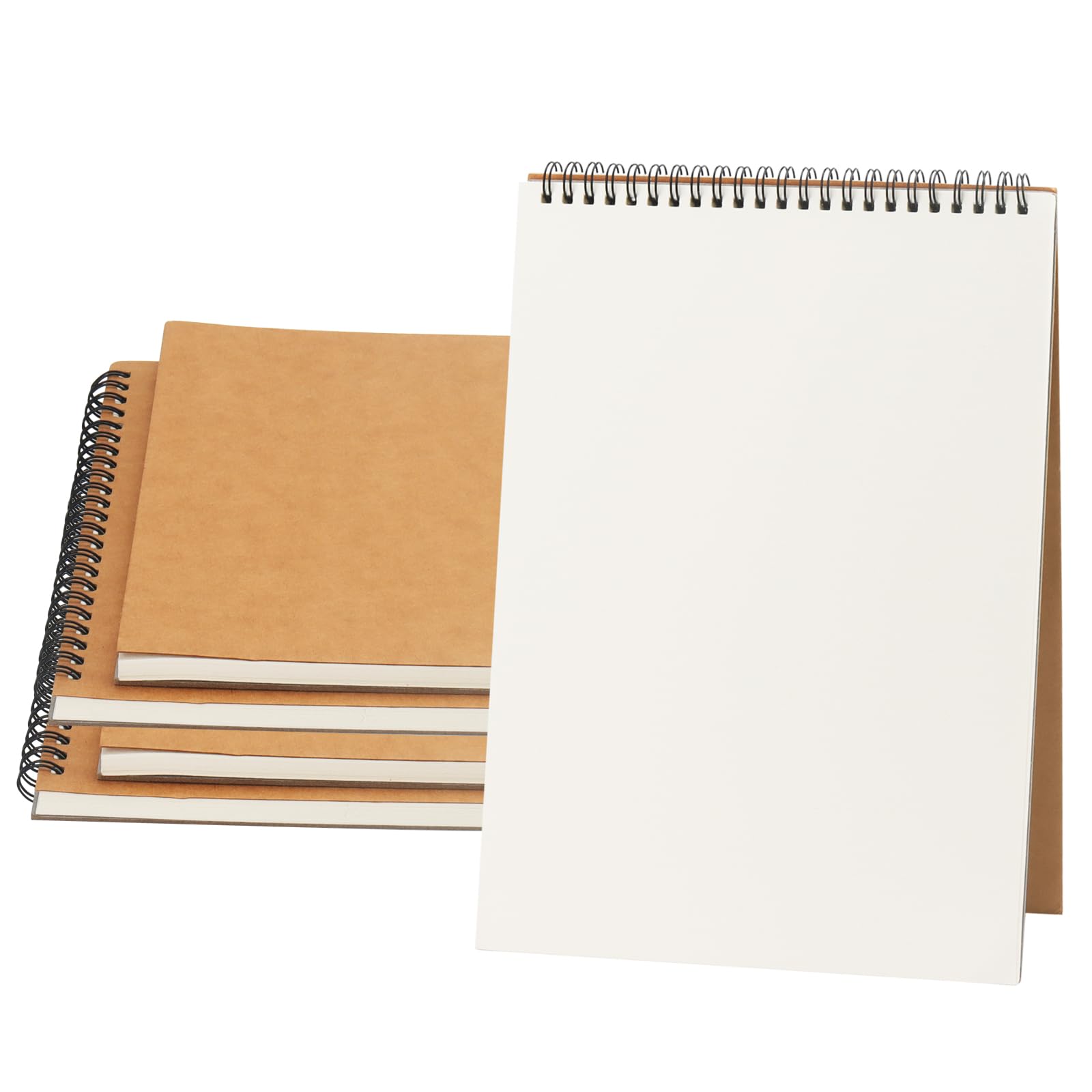 Lexinin Brown 5Pcs A4 Spiral Bound Landscape Sketchbook, 30 Sheet/60 Pages Drawing Sketch Pad For Painting Sketching