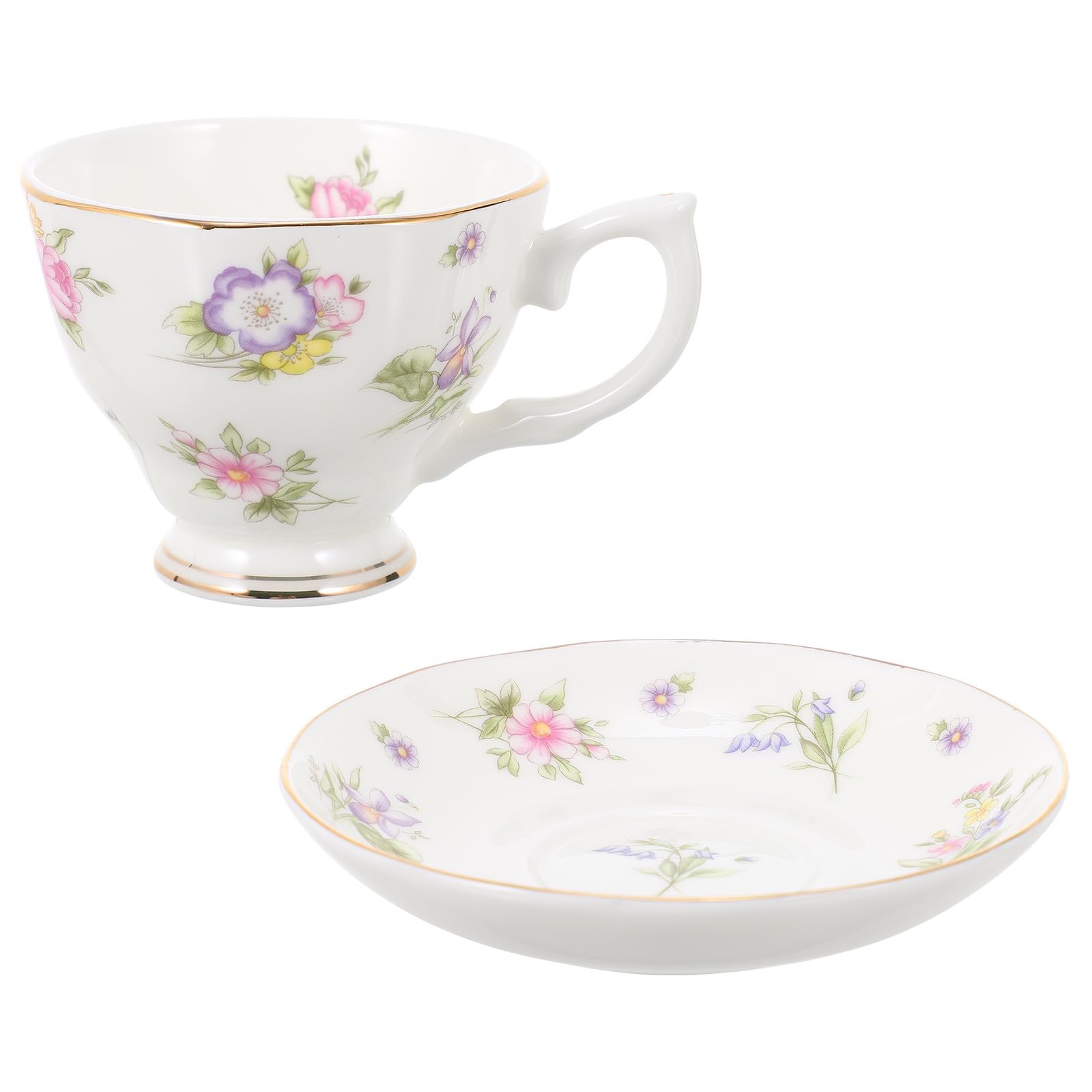 1set Tazze da Caffè e Piattini in Bone China con Vassoio Tazza da Tè per Pomeriggio Design Elegante Facile da Pulire Adatto per Caffè Tè e Bevande Varie