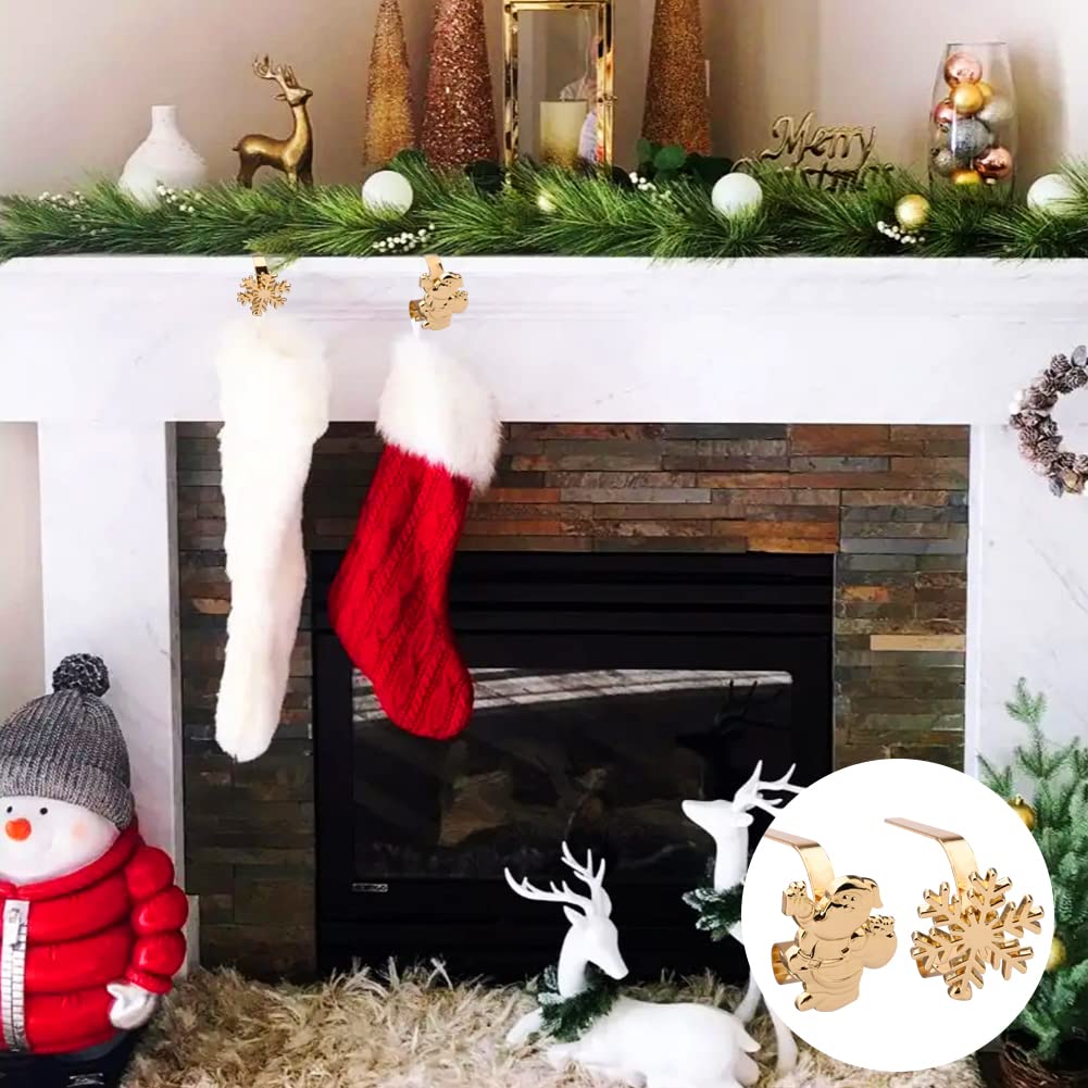 Supporti per Calza di Natale 4 Pezzi Porta Calza di Natale ganci per calza di Natale in metallo appendi borsa da tavolo Ganci del Camino per Camino Ornamento Natale,Capodanno Decorazioni, Home,Office