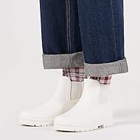 Vista 3 de Planone - Botas cortas de lluvia de ancho amplio para mujer, Chelsea impermeables de moda para mujer, botas de jardín al aire libre mate, botas