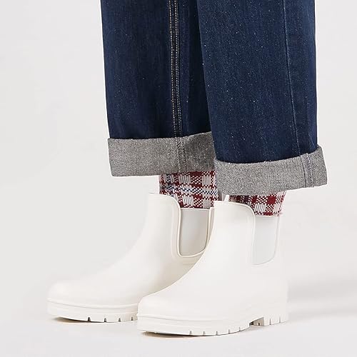 Miniatura 3 de Planone - Botas cortas de lluvia de ancho amplio para mujer, Chelsea impermeables de moda para mujer, botas de jardín al aire libre mate, botas de