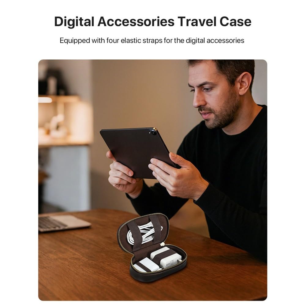 Estuche Organizador de Cables de Viaje de Cuero, Accesorios electrónicos, Bolsa de Transporte, Bolsa de Almacenamiento tecnológico for Cables, Banco de energía