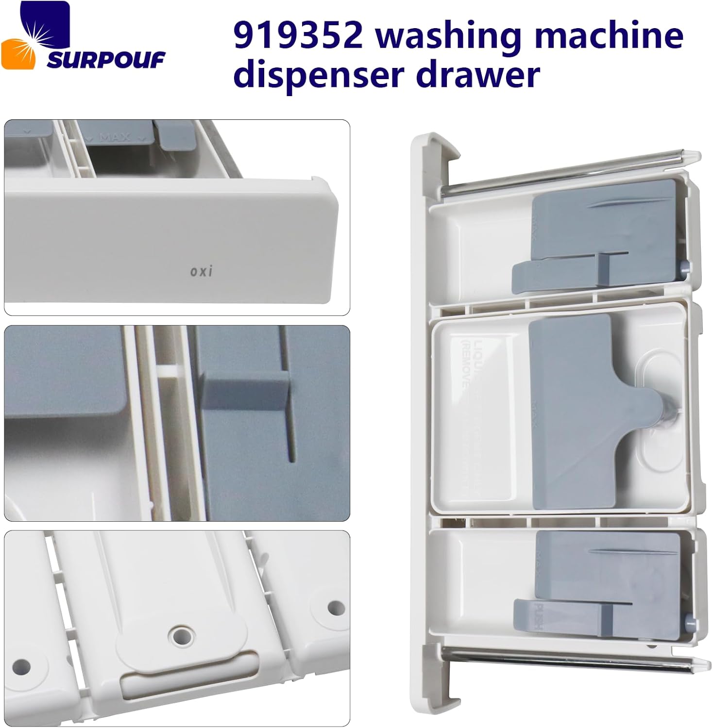 W10919352 Washing Machine Dispenser Drawer Replacement Compatible with Whirlpool Maytag 4455043 AP6037331 PS11770104 W10777533 W10794835