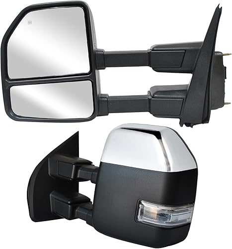 ReYee Espejos de remolque aptos para Ford F250 F350 F450 F550 Super Duty 2017 2018 2019 2020 con luz de señal de giro calentada ajustable con sensor