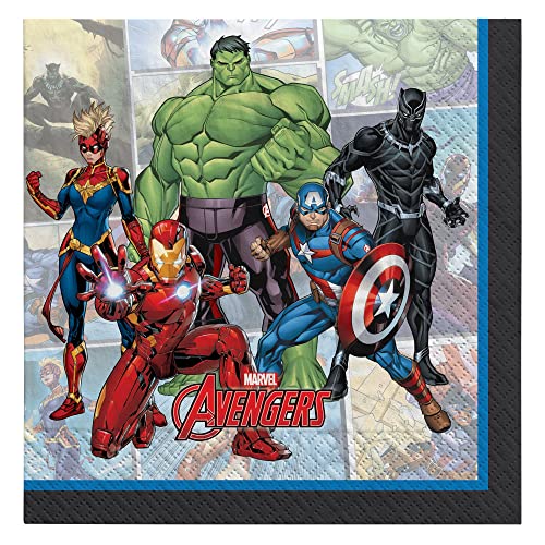 Marvel Avengers Party Supplies Pack Serves 16: Hulk, Iron Man, Captain America 9" Plates And Napkins With Birthday Candles (Bundle For 16) #TOP2
