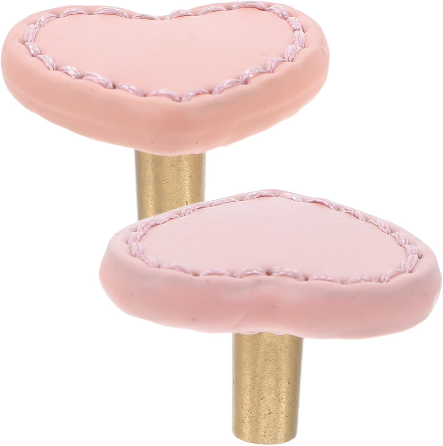 2pcs ’ Room Drawer Handle Pulls with Heart-Shaped Brass and Thick Pink Leather, Cabinet Handles for Wardrobe Doors, Dresser Knobs for ’s Furniture