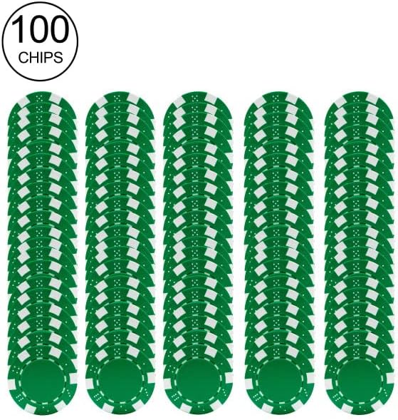 Poker Chips – 100-Piece Set of 11.5-gram Blackjack Chips with Dice Design – 39mm – Made of Composite Resin for Texas Holdem by Trademark Games (Green)