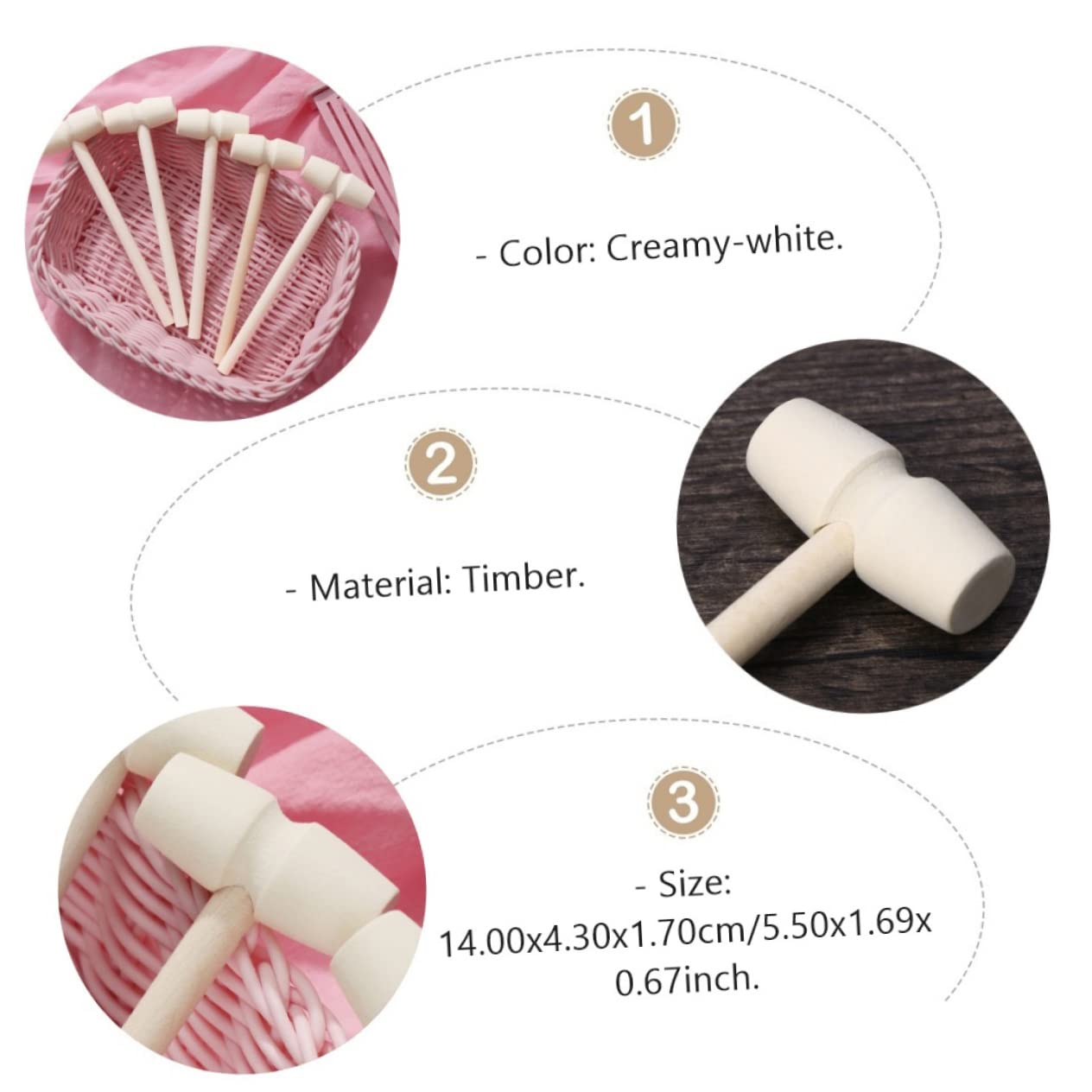 Toddmomy 24Pcs Mini Hammers Educational for Safe Wooden Mallets for Crafting Projects Enhances Grabbing Ability Hand Eye Coordination