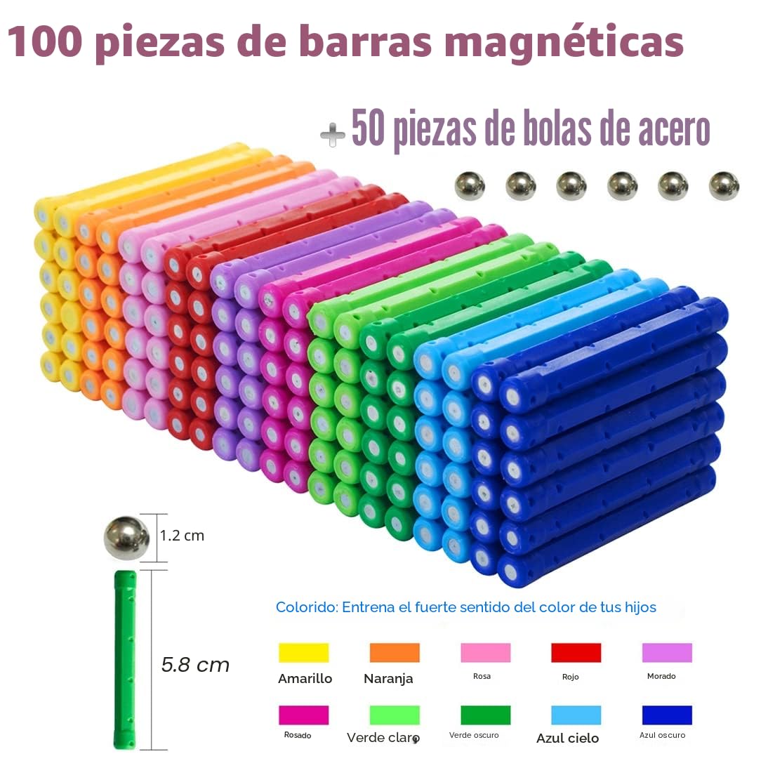 Beicarin 150 Unidades de Bloques de construcción magnéticos, Juguetes educativos con imán de Bloques magnéticos, Juguetes apilables para niños y Adultos, Rompecabezas 3D con Bolsa de Almacenamiento