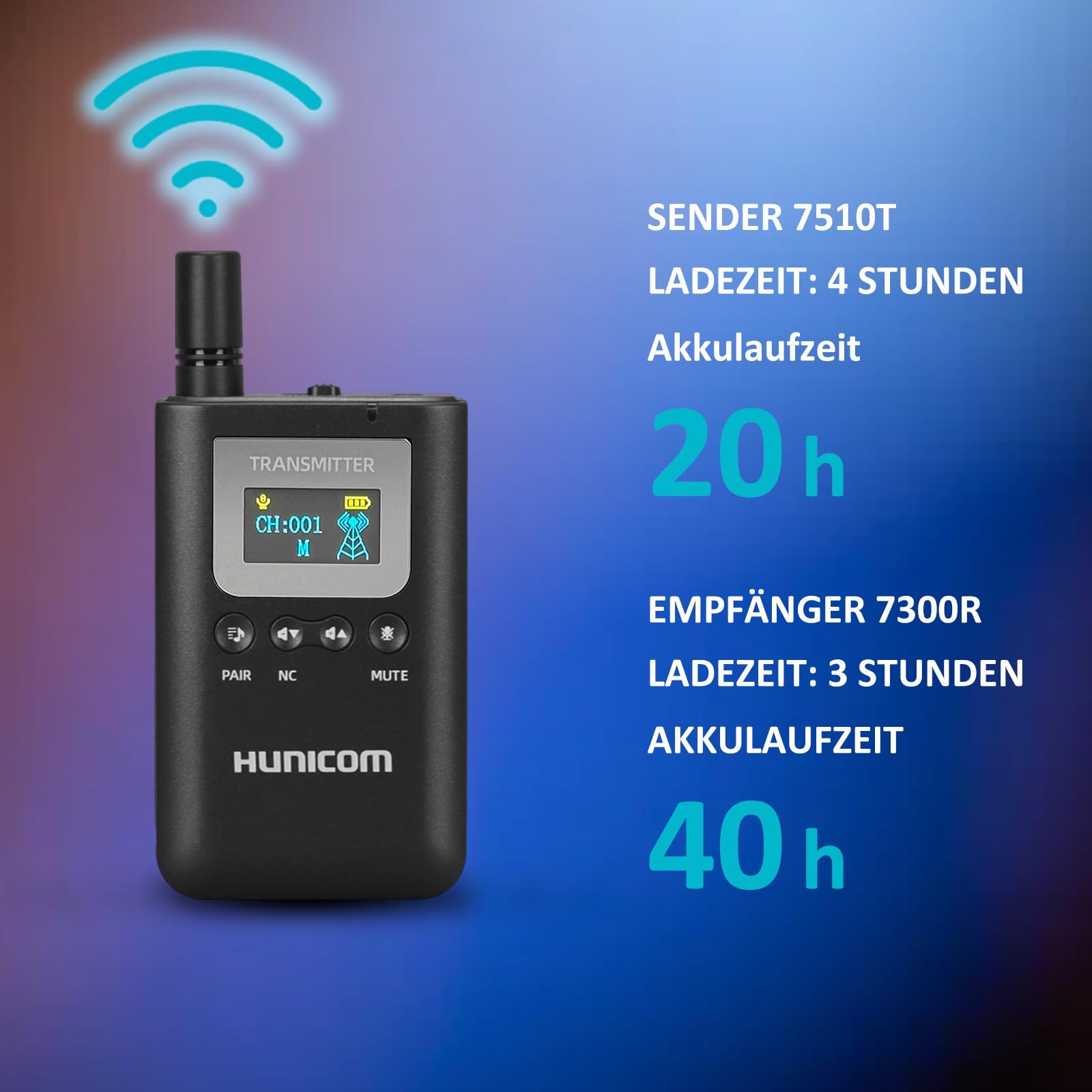 HUNICOM Système de guide de tour sans fil : solutions de guidage professionnelles de groupe avec une qualité sonore claire, une transmission stable et une longue durée de vie de la batterie