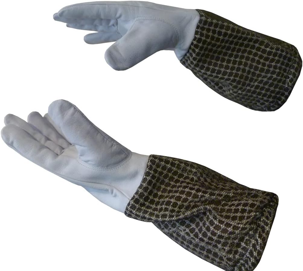 AGS Beekeeper gloves 3 Layer Ultra Ventilated Green Bee keeping gloves beekeeping bee gloves 3-layer protection (Medium)