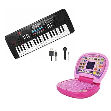 VikriDA Combo of 37 Key Piano Keyboard Toy with Learning English for Kids ( Assorted Color )