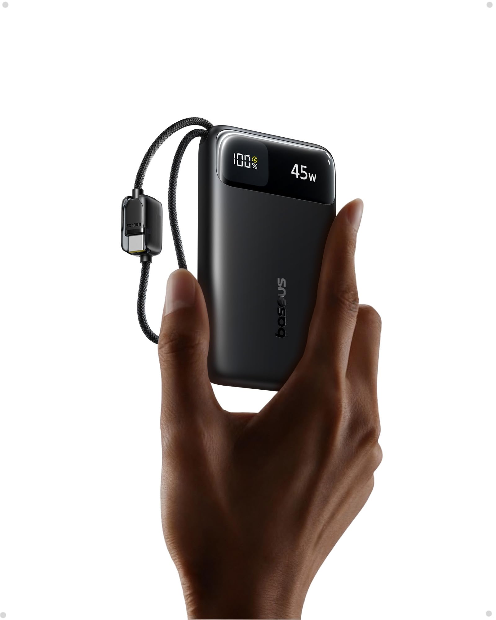 Baseus FC11 Powerbank 45 W, 10 000 mAh, z 2 wbudowanymi kablami USB-C, Power Bank Klein certyfikat CCC z wyświetlaczem LED, zewnętrzne akumulatory do telefonów komórkowych Mini do iPhone 17/16/15/14