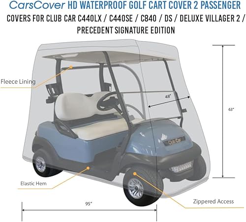 Miniatura 7 de CarsCover Funda impermeable resistente para carrito de golf para 2 pasajeros, para Club Car C440LX / C440SE / C840 / DS/Deluxe Villager 2 /