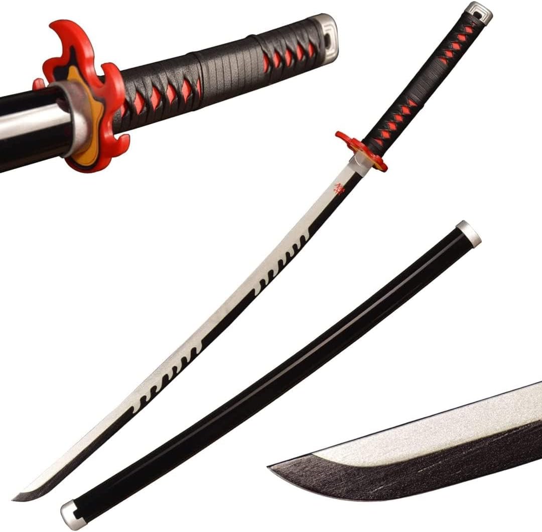 RVM Toys Demon Slayer Cosplay 104 cm Tanjiro Kamado Wooden Sword Flame Nichir...