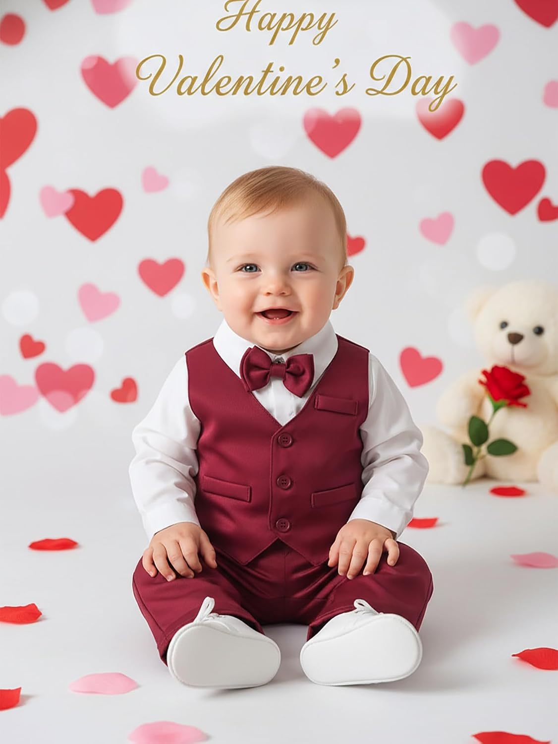 Boarnseorl Baby Boys Pants Sets, Infant Long Sleeve Shirt + Pants + Bow Tie + Suspenders+Vest Outfits