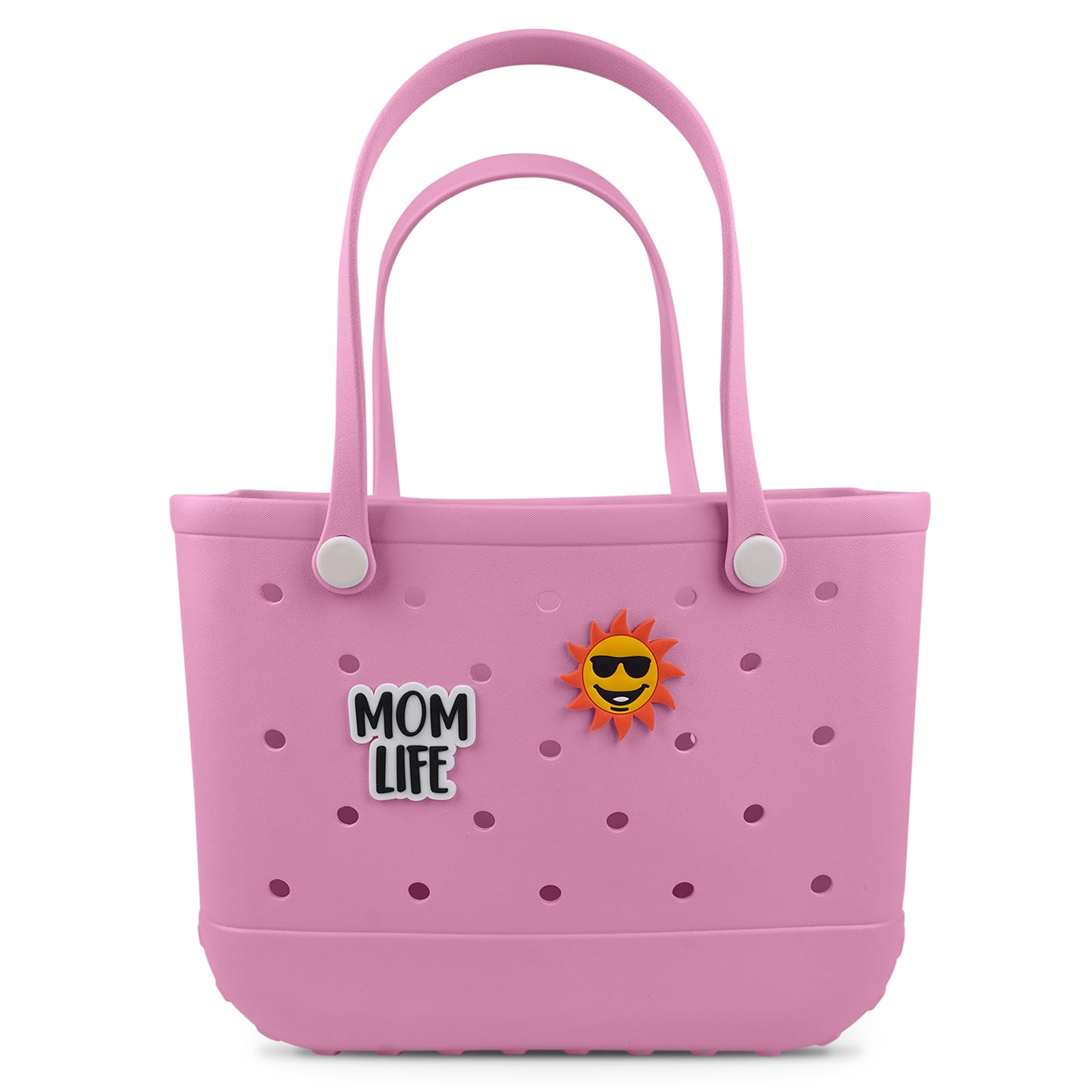 Jesslynne Beach Rubber Bag Tote Bag -Extra Large Waterproof Travel Women Handbag with Charms for Sports Beach Pool Groceries