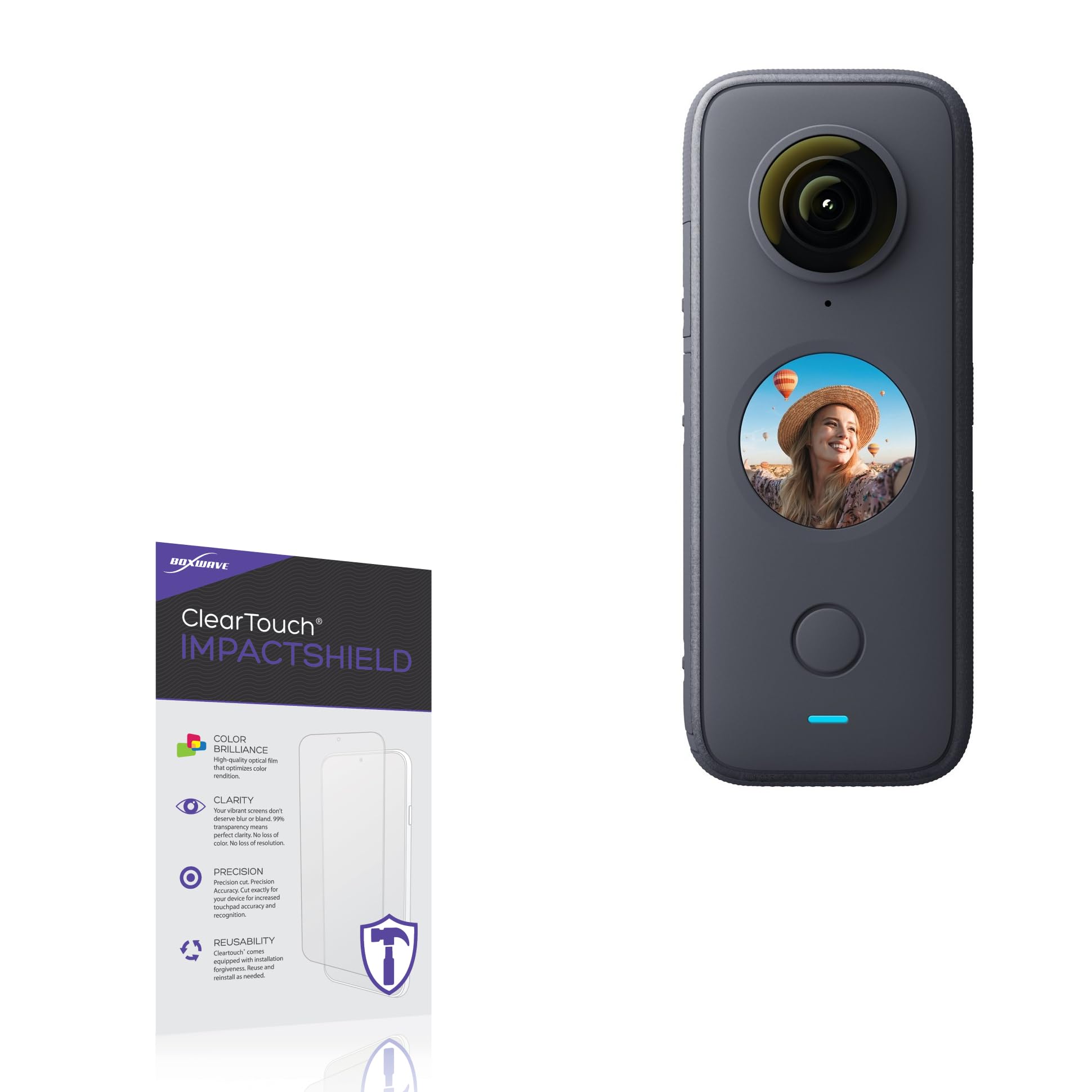 BoxWave Screen Protector Compatible with Insta360 ONE X2 - ClearTouch ImpactShield (2-Pack), Impenetrable Screen Protector Flexible Film