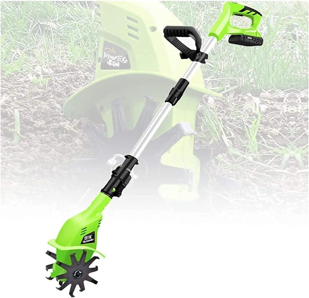 Rotavator eléctrico inalámbrico para jardín con batería recargable de 4000 mAh y cargador, ideal para preparar zonas de cama y aireación del suelo