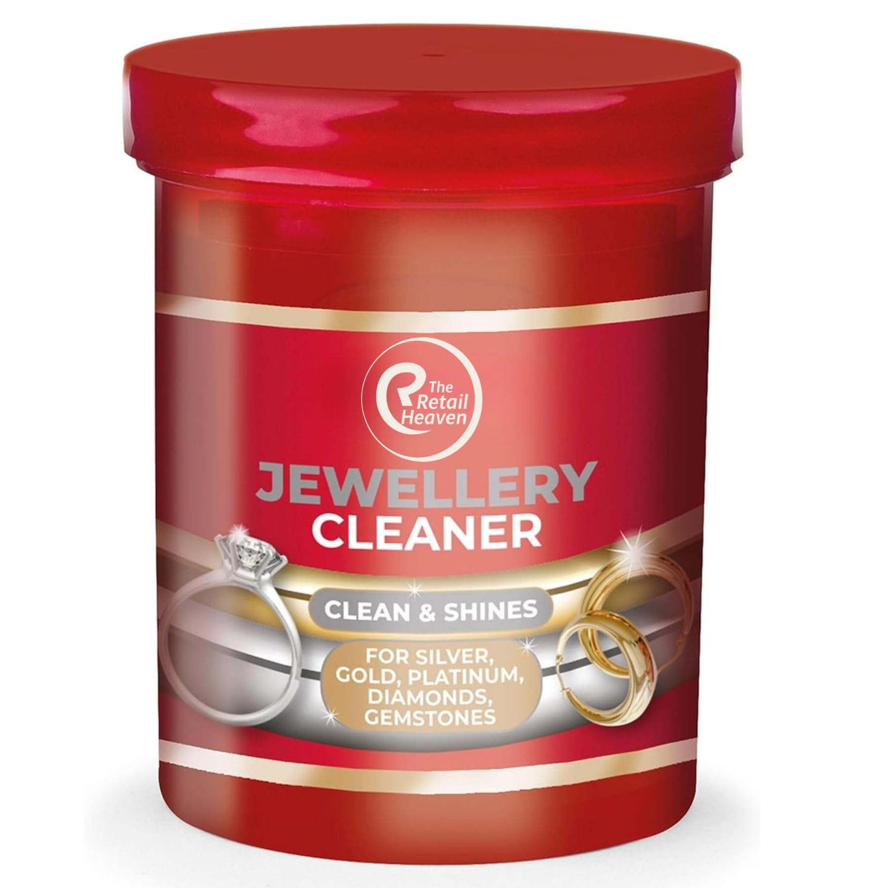 The Retail Heaven Liquid Jewellery Cleaner with Basket for Silver, Gold, Platinum, Gemstones and Diamonds | Clean & Shines (145ml)