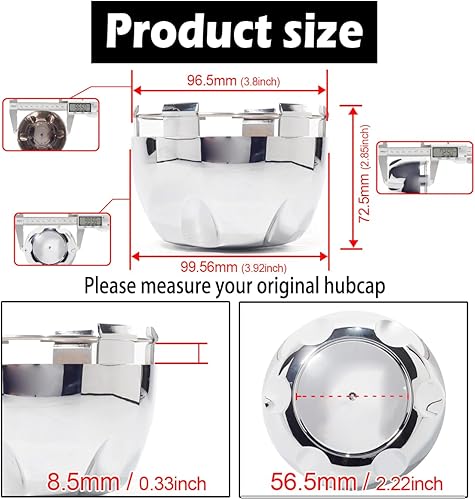 Miniatura 3 de 4 tapas centrales de rueda de 3.976 in (3.98 pulgadas) para Helo Maxx de repuesto de 6 llantas 789K101 X1834147-9SF (cromo, interior de 3.86