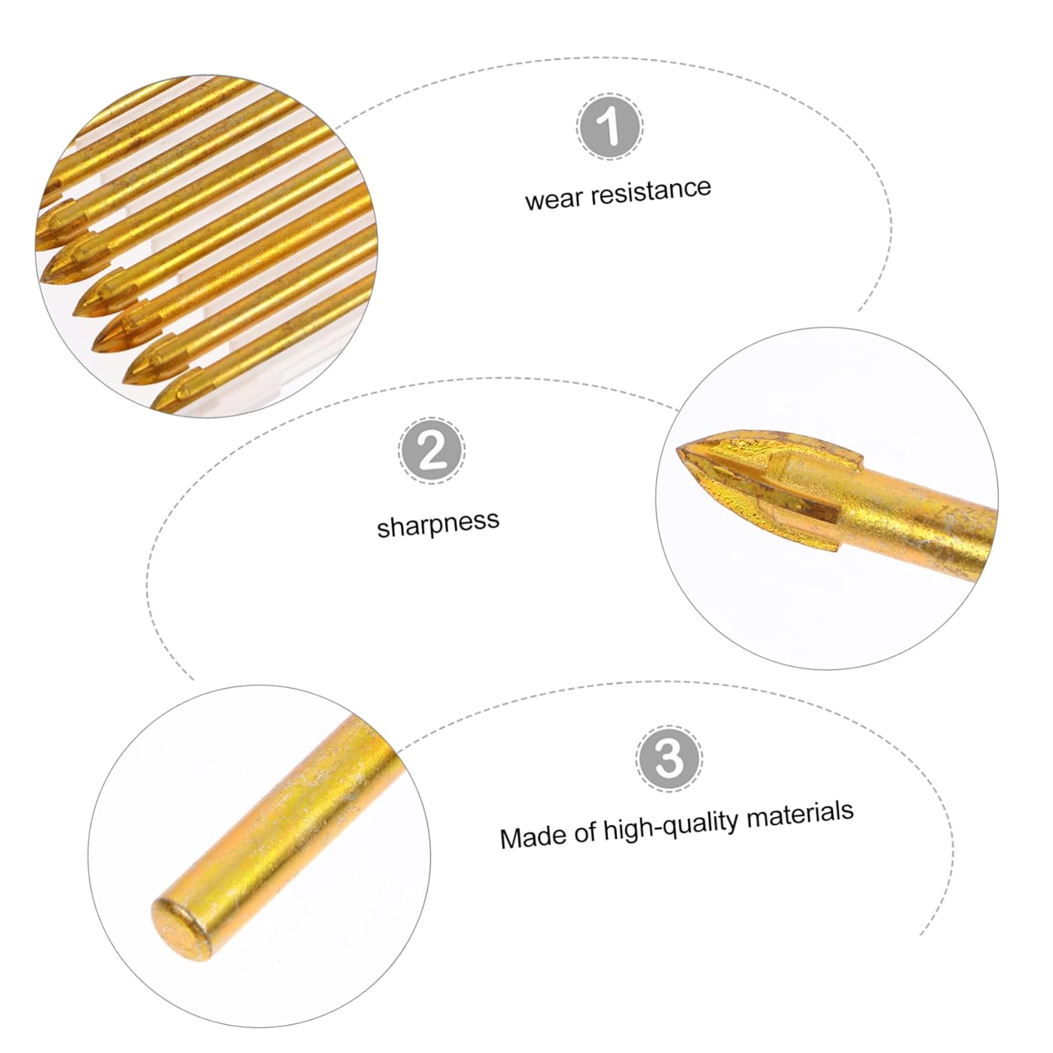 NUOBESTY 3sets Cross Head Drill Bits Triangle Head Tile Drill Tool for Glass Precise Hole Opener No Vibration High Accurate for 10pcs*3