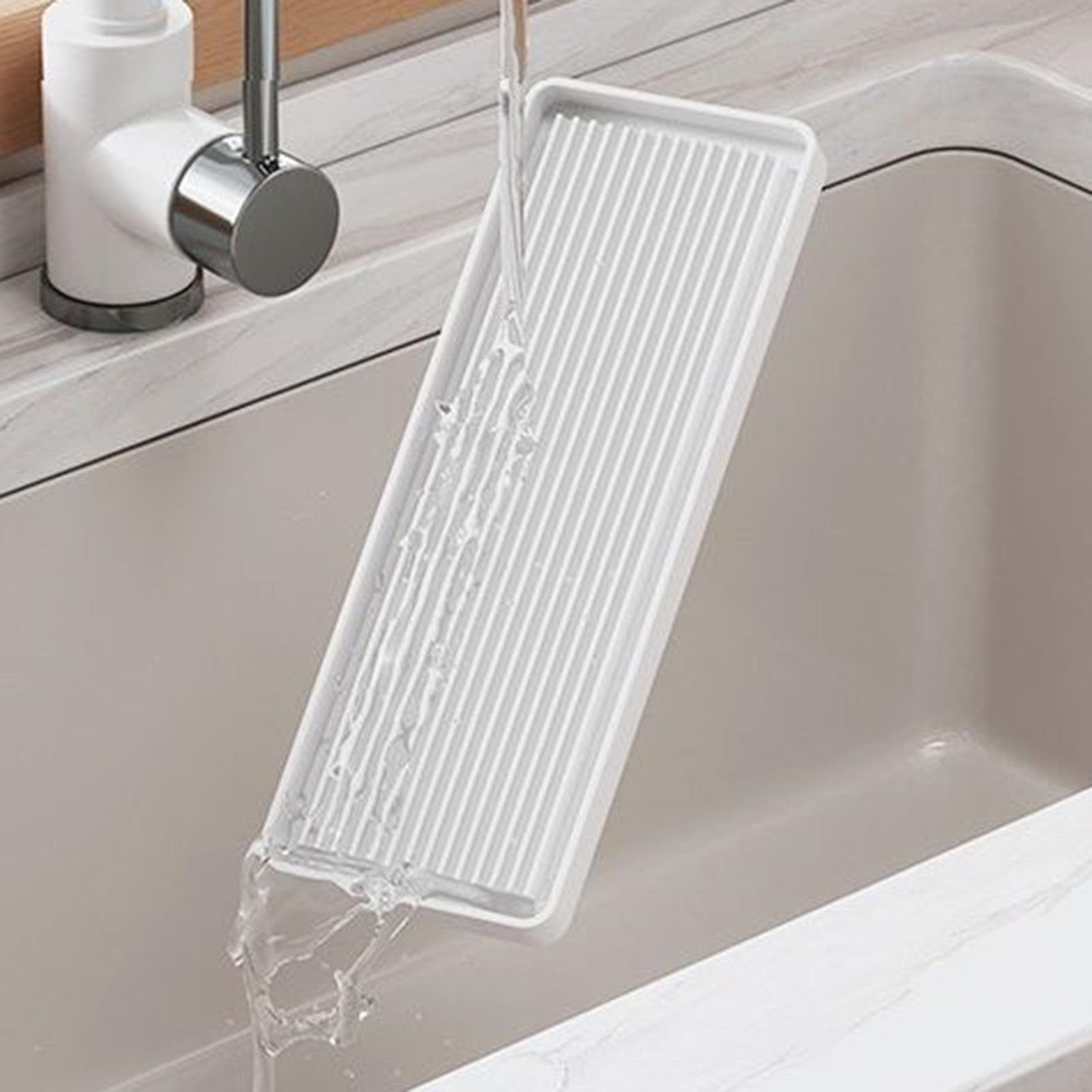 Scolapiatti compatto in acciaio inox e vetro, 29 x 10 x 15 cm, ideale per tazze, tazze e bicchieri, soluzione salvaspazio per la cucina